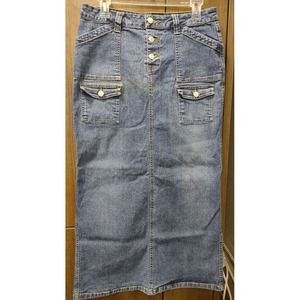 Hi Jeans Denim Maxi Jean Split Back Skirt Women's Size 13/14 Western Boho Modest